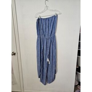 Blue Island‎ Medium Blue and White Striped Jumpsuit
